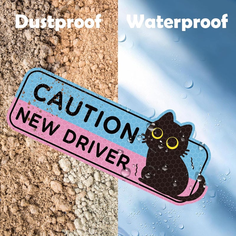 CNhoqc Student Driver Car Magnet - 4pcs Shivering Black Cat Student New Driver Magnet Please Be Patient Bumper Sticker Safety Warning Magnetic Christmas Reflective Rookie Reusable Movable Xmas Holiday - Image 5